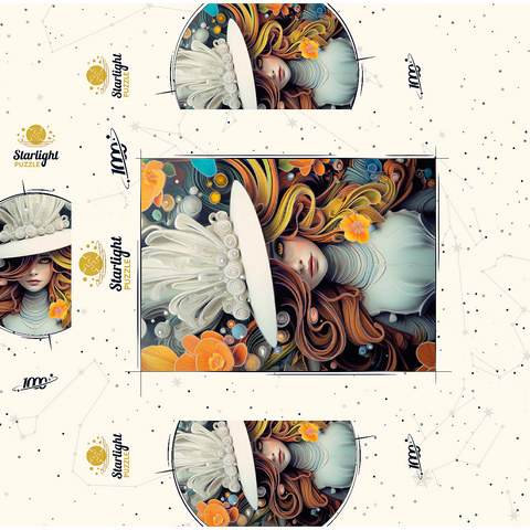 Mystical Woman in Feathered White Hat 1000 Jigsaw Puzzle box 3D Modell