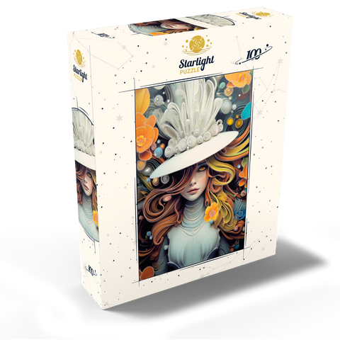 Mystical Woman in Feathered White Hat 100 Jigsaw Puzzle box view2