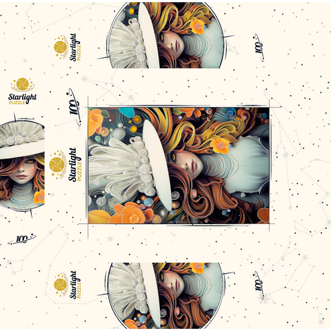 Mystical Woman in Feathered White Hat 100 Jigsaw Puzzle box 3D Modell