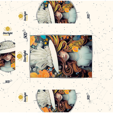Mystical Woman in Feathered White Hat 500 Jigsaw Puzzle box 3D Modell