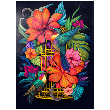 puzzleplate Colorful Hummingbirds with Tropical Flowers 1000 Jigsaw Puzzle