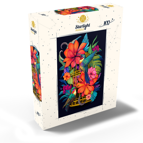 Colorful Hummingbirds with Tropical Flowers 100 Jigsaw Puzzle box view2
