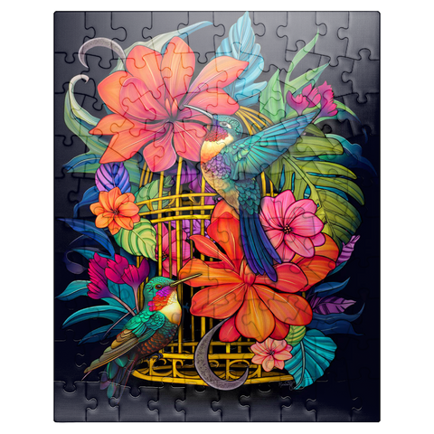 puzzleplate Colorful Hummingbirds with Tropical Flowers 100 Jigsaw Puzzle