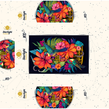 Colorful Hummingbirds with Tropical Flowers 100 Jigsaw Puzzle box 3D Modell