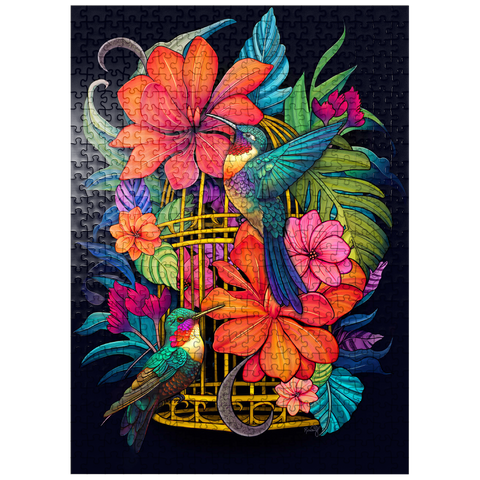 puzzleplate Colorful Hummingbirds with Tropical Flowers 500 Jigsaw Puzzle