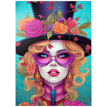 puzzleplate Glamorous Woman with Floral Top Hat 1000 Jigsaw Puzzle