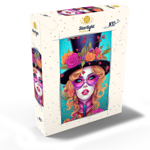 Glamorous Woman with Floral Top Hat 100 Jigsaw Puzzle box view2