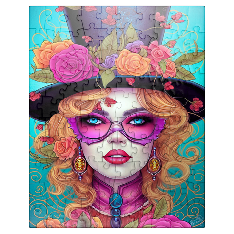 puzzleplate Glamorous Woman with Floral Top Hat 100 Jigsaw Puzzle