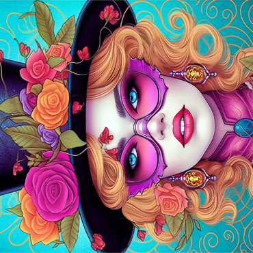 Glamorous Woman with Floral Top Hat 100 Jigsaw Puzzle 3D Modell