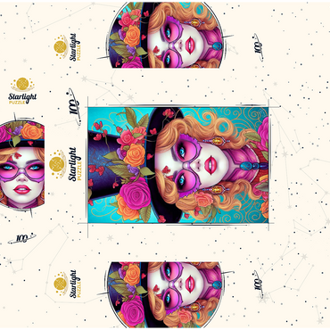 Glamorous Woman with Floral Top Hat 100 Jigsaw Puzzle box 3D Modell