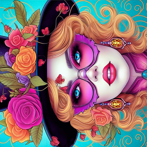 Glamorous Woman with Floral Top Hat 500 Jigsaw Puzzle 3D Modell