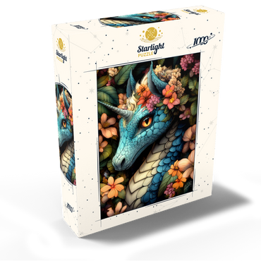 Majestic Blue Dragon with Floral Crown in a Fantasy Forest 1000 Jigsaw Puzzle box view2