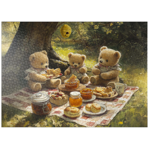 puzzleplate Adorable Teddy Bear Picnic in a Sunny Forest 1000 Jigsaw Puzzle