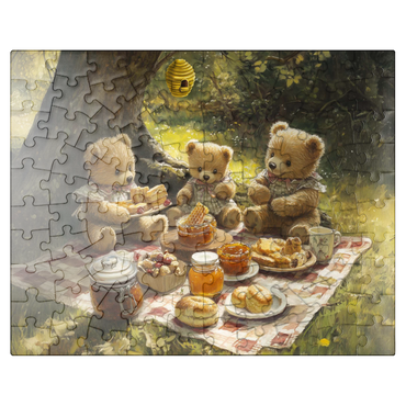 puzzleplate Adorable Teddy Bear Picnic in a Sunny Forest 100 Jigsaw Puzzle