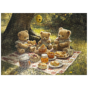 puzzleplate Adorable Teddy Bear Picnic in a Sunny Forest 500 Jigsaw Puzzle