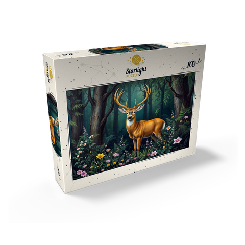 Majestic Deer in a Serene Forest with Wildflowers 100 Jigsaw Puzzle box view2