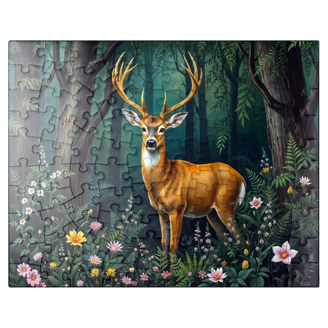puzzleplate Majestic Deer in a Serene Forest with Wildflowers 100 Jigsaw Puzzle