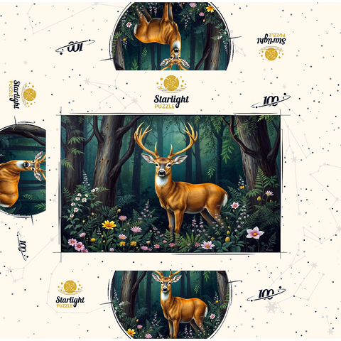 Majestic Deer in a Serene Forest with Wildflowers 100 Jigsaw Puzzle box 3D Modell