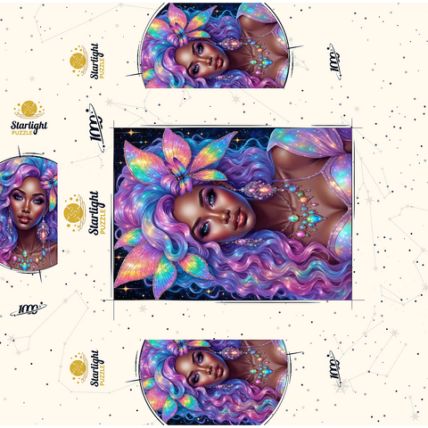 Celestial Goddess with Rainbow Hair and Cosmic Jewelry 1000 Jigsaw Puzzle box 3D Modell