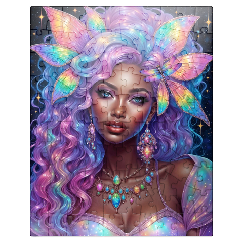 puzzleplate Celestial Goddess with Rainbow Hair and Cosmic Jewelry 100 Jigsaw Puzzle