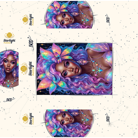 Celestial Goddess with Rainbow Hair and Cosmic Jewelry 500 Jigsaw Puzzle box 3D Modell