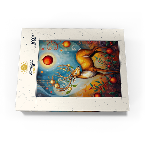 Festive Christmas Deer with Ornaments and Holly 1000 Jigsaw Puzzle box view3
