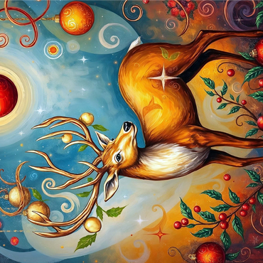 Festive Christmas Deer with Ornaments and Holly 1000 Jigsaw Puzzle 3D Modell