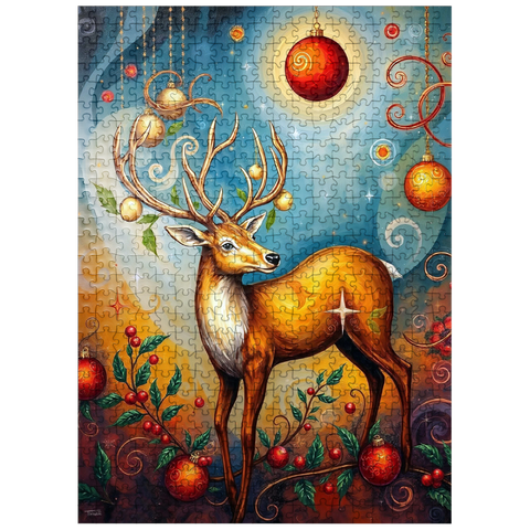 puzzleplate Festive Christmas Deer with Ornaments and Holly 500 Jigsaw Puzzle