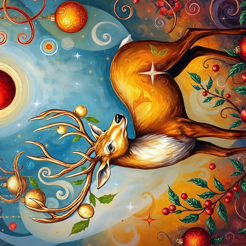 Festive Christmas Deer with Ornaments and Holly 500 Jigsaw Puzzle 3D Modell