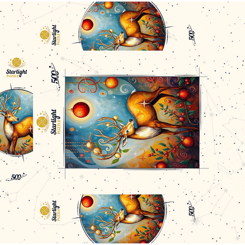 Festive Christmas Deer with Ornaments and Holly 500 Jigsaw Puzzle box 3D Modell