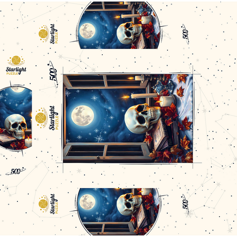 Mystical Still Life with Skull, Candles, and Full Moon 500 Jigsaw Puzzle box 3D Modell