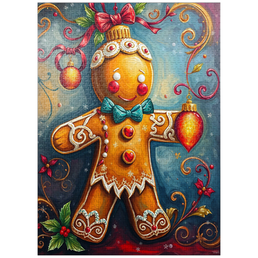 puzzleplate Festive Gingerbread Ornament with Holiday Decor 1000 Jigsaw Puzzle