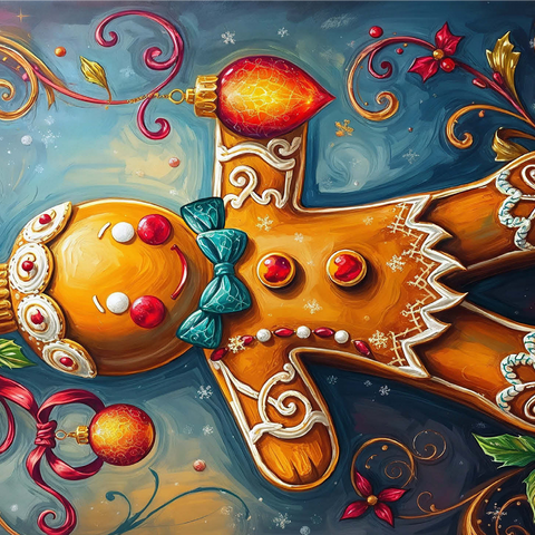 Festive Gingerbread Ornament with Holiday Decor 1000 Jigsaw Puzzle 3D Modell