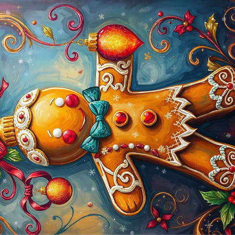 Festive Gingerbread Ornament with Holiday Decor 100 Jigsaw Puzzle 3D Modell