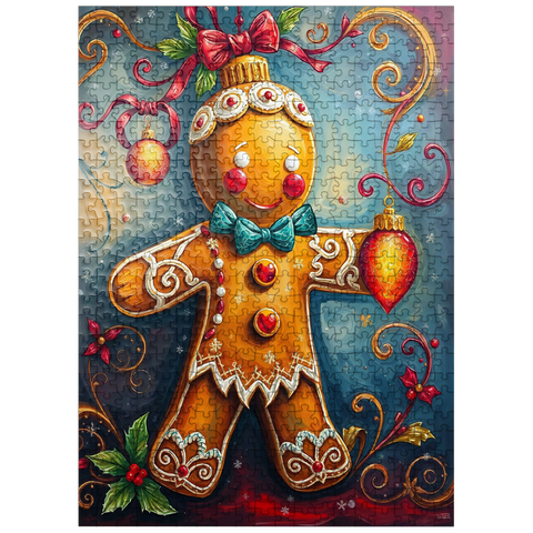 puzzleplate Festive Gingerbread Ornament with Holiday Decor 500 Jigsaw Puzzle