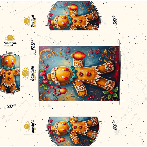 Festive Gingerbread Ornament with Holiday Decor 500 Jigsaw Puzzle box 3D Modell