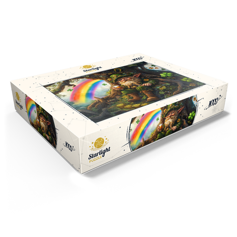 Cheerful Leprechaun with Gold Coins and Rainbow in Enchanted Forest 1000 Jigsaw Puzzle box view1
