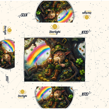 Cheerful Leprechaun with Gold Coins and Rainbow in Enchanted Forest 1000 Jigsaw Puzzle box 3D Modell