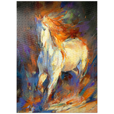 puzzleplate Fiery White Stallion in Motion 1000 Jigsaw Puzzle
