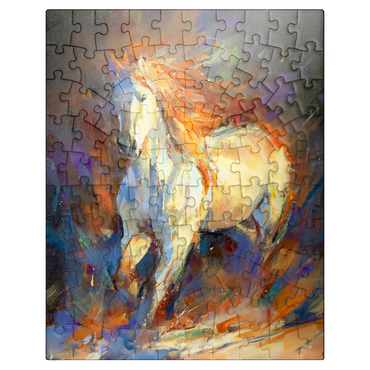 puzzleplate Fiery White Stallion in Motion 100 Jigsaw Puzzle