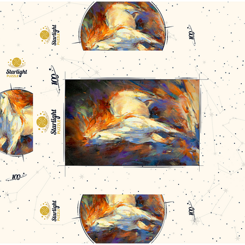 Fiery White Stallion in Motion 100 Jigsaw Puzzle box 3D Modell