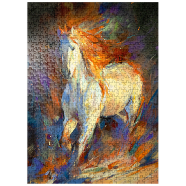 puzzleplate Fiery White Stallion in Motion 500 Jigsaw Puzzle