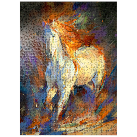 puzzleplate Fiery White Stallion in Motion 500 Jigsaw Puzzle