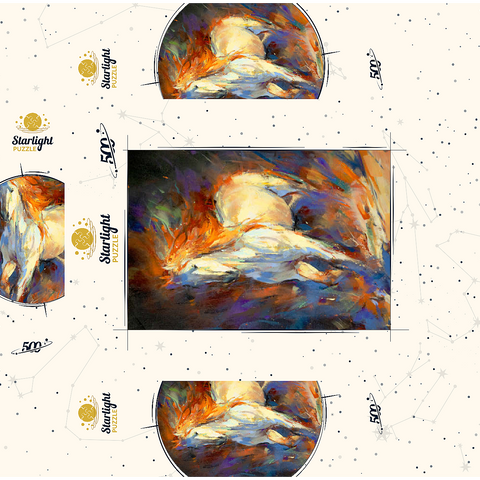 Fiery White Stallion in Motion 500 Jigsaw Puzzle box 3D Modell