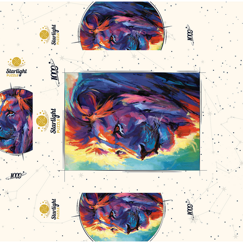 Vibrant Portrait of a Majestic Lion 1000 Jigsaw Puzzle box 3D Modell