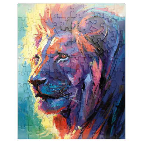 puzzleplate Vibrant Portrait of a Majestic Lion 100 Jigsaw Puzzle