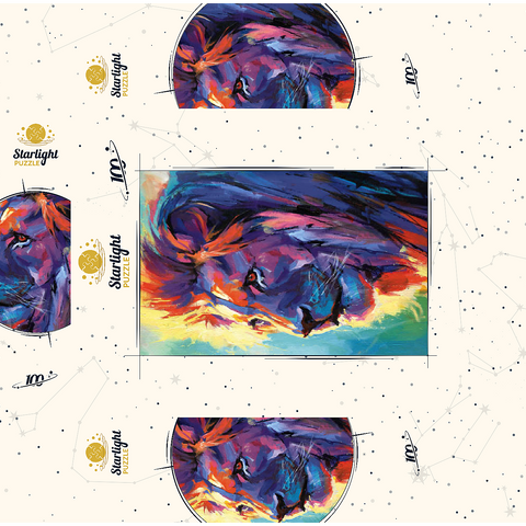 Vibrant Portrait of a Majestic Lion 100 Jigsaw Puzzle box 3D Modell