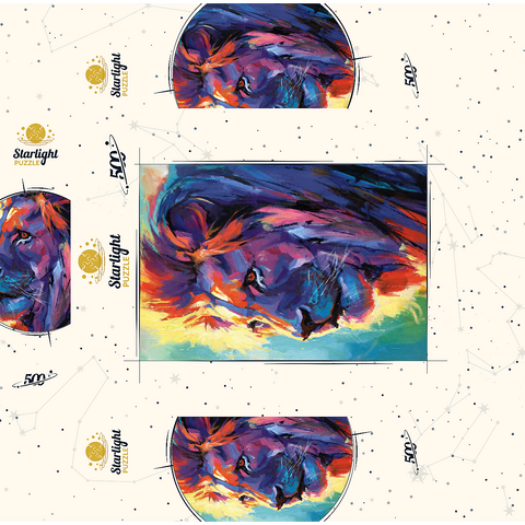 Vibrant Portrait of a Majestic Lion 500 Jigsaw Puzzle box 3D Modell