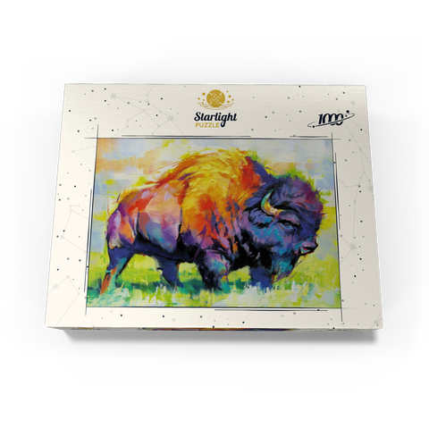 Colorful American Bison in Abstract Style 1000 Jigsaw Puzzle box view3