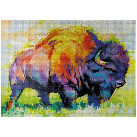 puzzleplate Colorful American Bison in Abstract Style 1000 Jigsaw Puzzle
